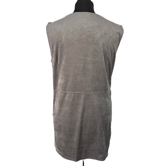 NWT Sophie Max Gray Faux Suede Asymmetrical Zip Front Dress Size L - Picture 3 of 8